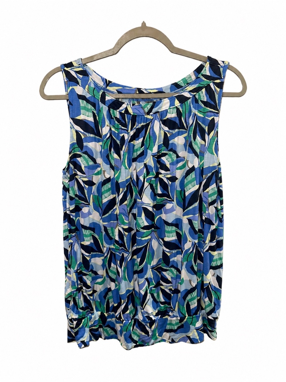 LOFT Blue & Green Leaf-Pattern Sleeveless Tank